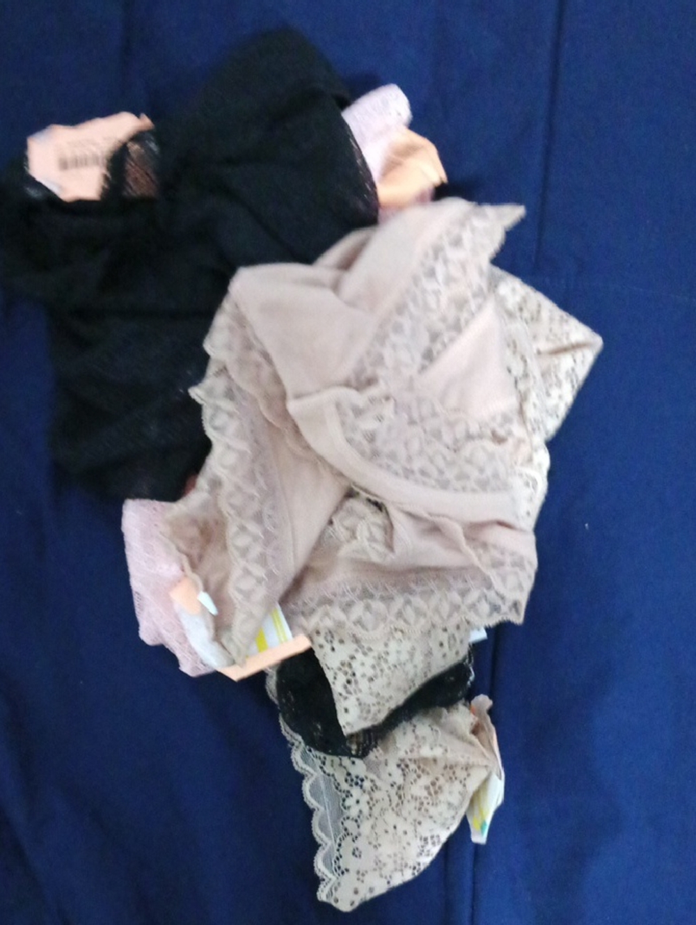 Lace Bikini Briefs - Black & Blush Pink Set